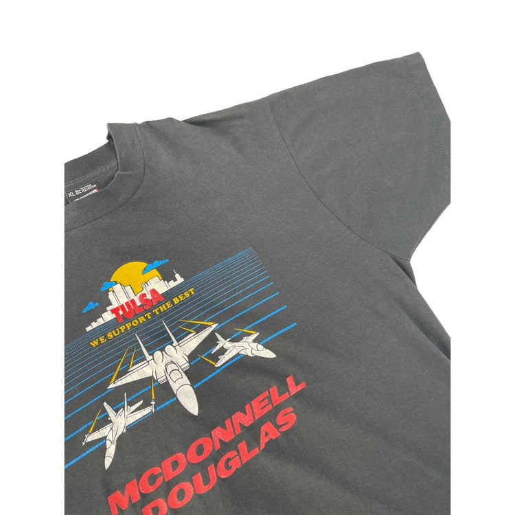 Men’s McDonnell Douglas Gray Tulsa Graphic T Shirt Size XL