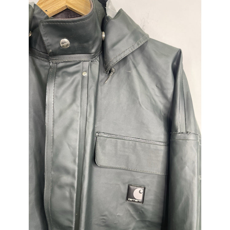 Carhartt Green Waterproof PVC Hooded Jacket Nylon Men’s Large