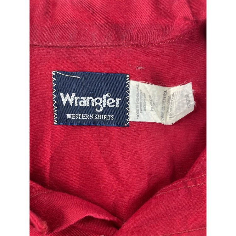 Men’s Wrangler Classic Western Red ButtonUp LongSleeve Shirt Size Xl
