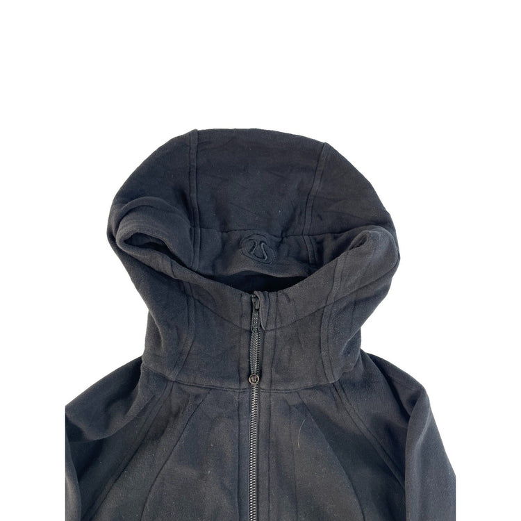 Women's Lululemon Black Zip-Up Hooded Jacket With Thumbholes Size 2