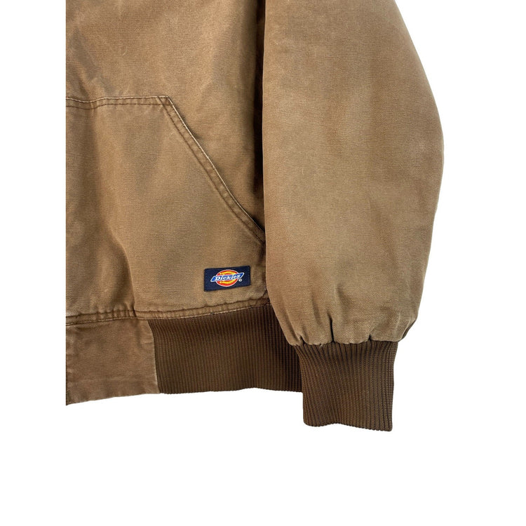 Men's Dickies Quilted Lined Hooded Canvas Jacket Brown Size L