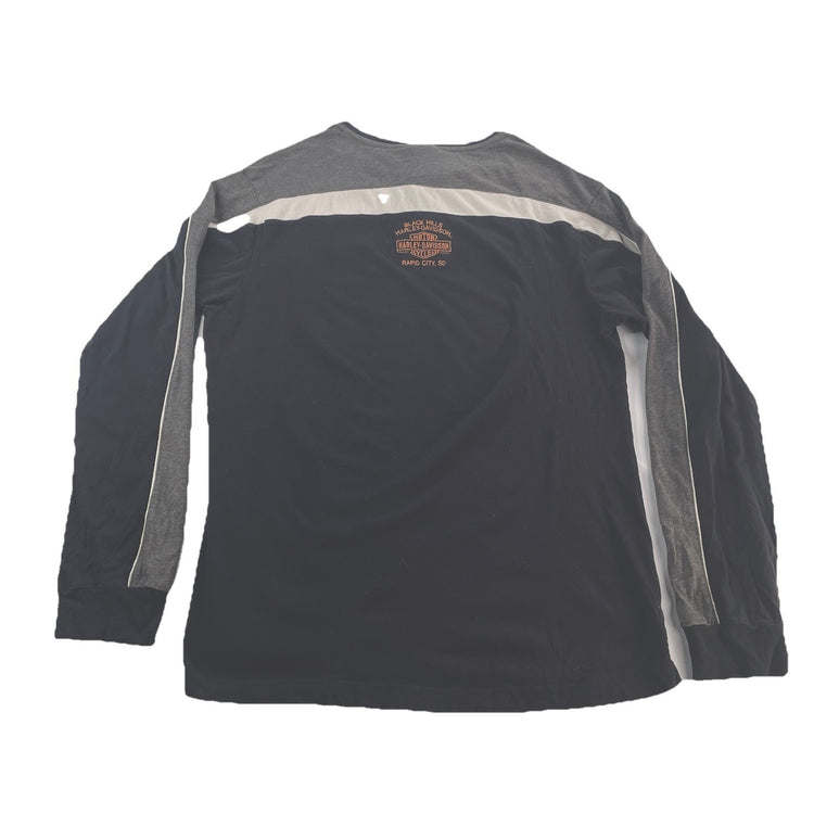 Mens Harley Davidson Motorcycle Black Longsleeve 1/4 ButtonUp Shirt Size L