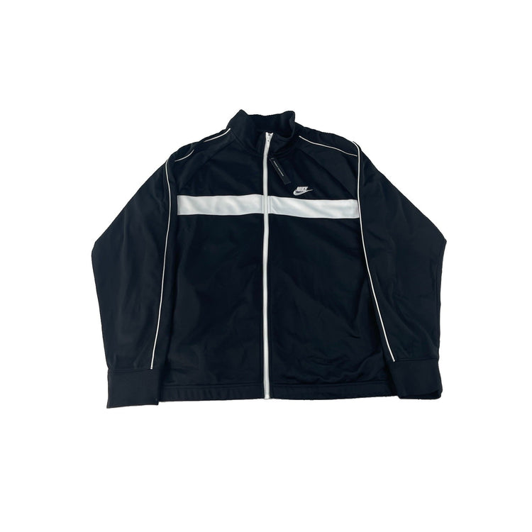 Mens Nike NWT Black White Chest Stripe Full Zip Track Jacket SIZE XXL