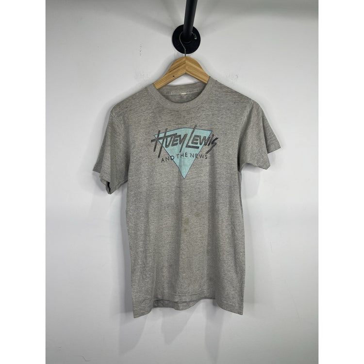 Men’s Gray Vintage 1980's Huey Lewis and the News T-Shirt Sz Medium