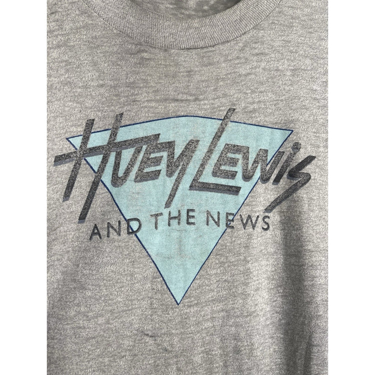 Men’s Gray Vintage 1980's Huey Lewis and the News T-Shirt Sz Medium