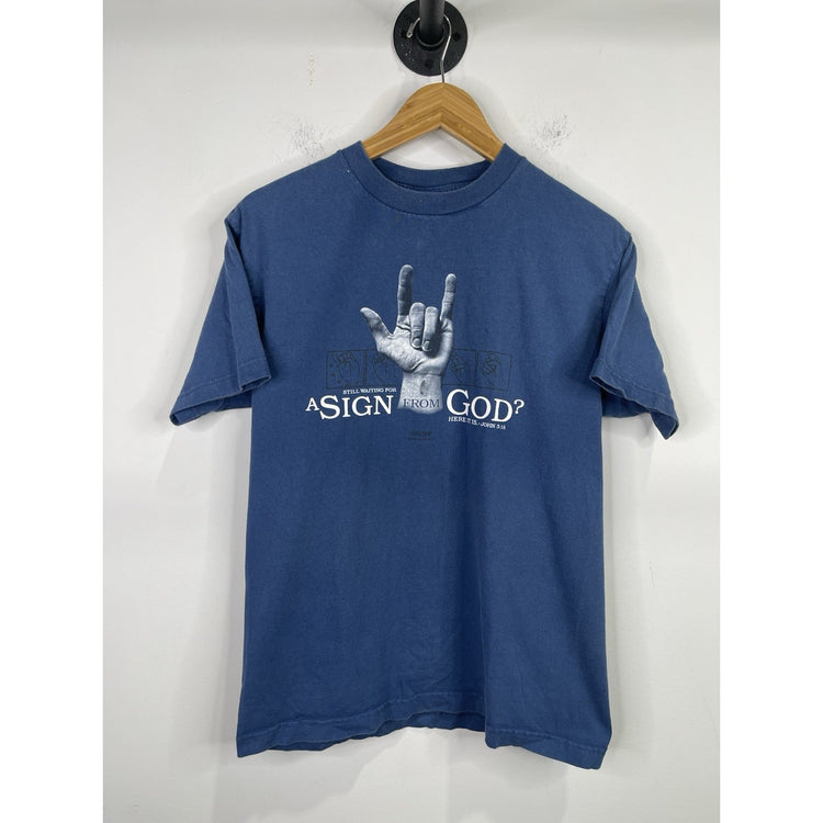 Men’s Kerusso John 3:16 Shirt Blue Sign from God Scripture Love Christian Sz M