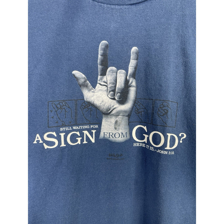 Men’s Kerusso John 3:16 Shirt Blue Sign from God Scripture Love Christian Sz M