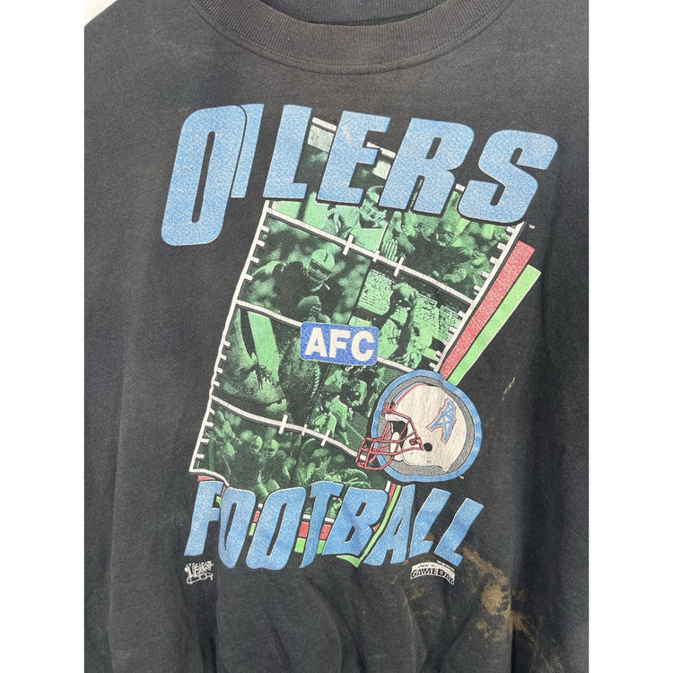Men’s Vintage 90s Offical Fan Tag Oilers Football Black Sweatshirt Sz XL