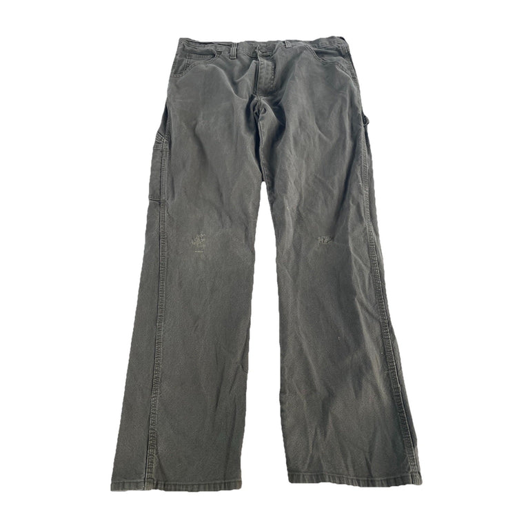 Mens Genuine Dickies Dark Gray Canvas Carpenter Work Pants Size 34x32