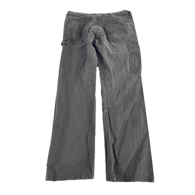 Mens Genuine Dickies Dark Gray Canvas Carpenter Work Pants Size 34x32