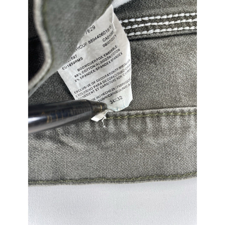 Mens Genuine Dickies Dark Gray Canvas Carpenter Work Pants Size 34x32