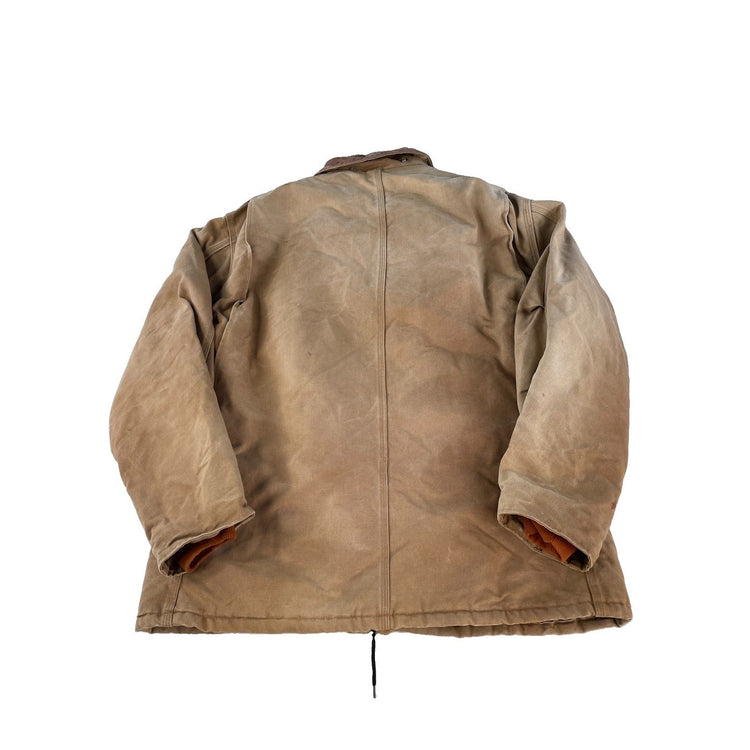 Men Carhartt Carhartt Brown Distressed Quilt Lined Traditional Jacket Size XL