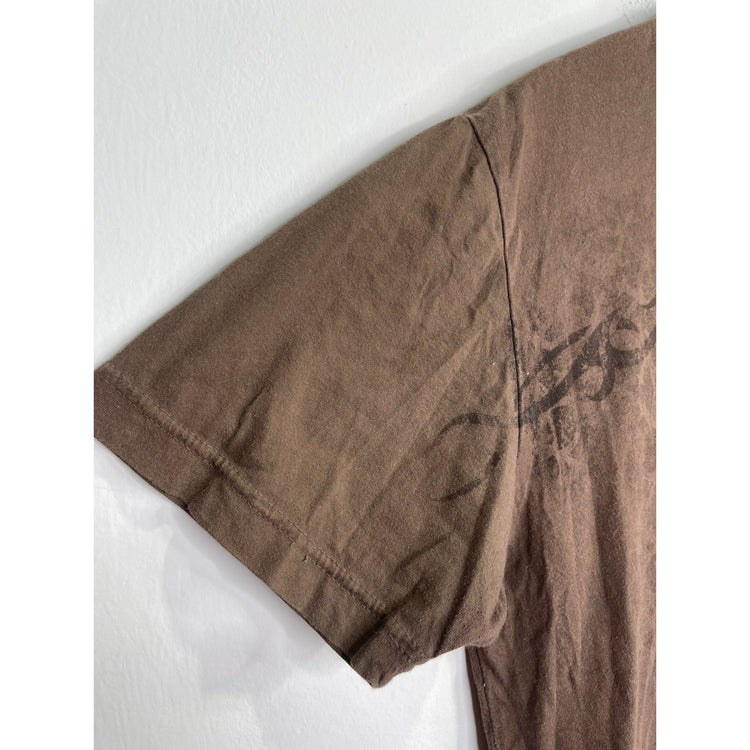 Men’s Vintage Y2K Brad Butter Brown Skeleton Crosses Rhinestone Sz Large