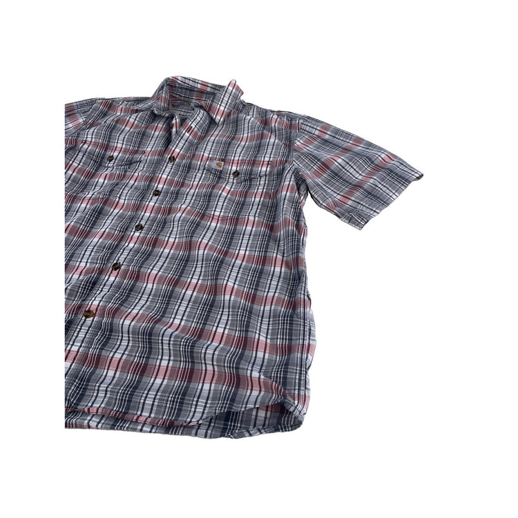 Mens Carhartt Force Relaxed Fit Gray Plaid Button Up Shirt Size XL