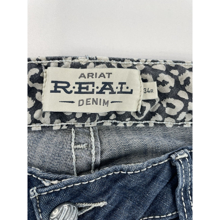 Women’s Ariat REAL Denim Low Rise Bootcut Medium Wash Blue Jeans Size 34r