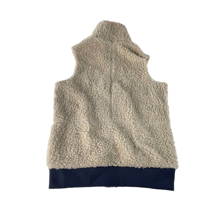 Womens Patagonia Cream Navy High-Pile Fleece Full Zip Vest Size Meduim
