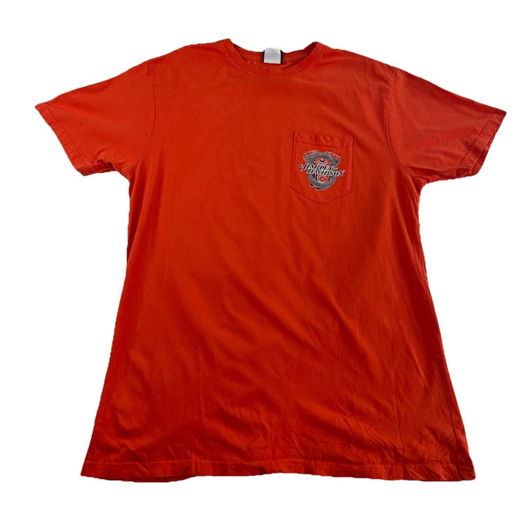 Mens Harley Davidson Orange Denver Colorado T Shirt Size Large