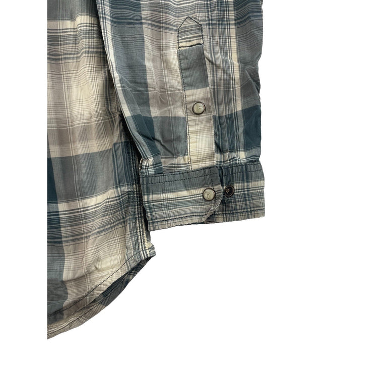 Men Carhartt Relaxed Fit Plaid Long Sleeve Button Down Shirt Gray Size L