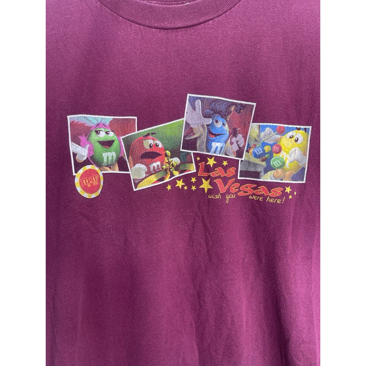 Men’s Vintage Mars Candy Distressed M&Ms World Las Vegas T-Shirt Maroon Sz M
