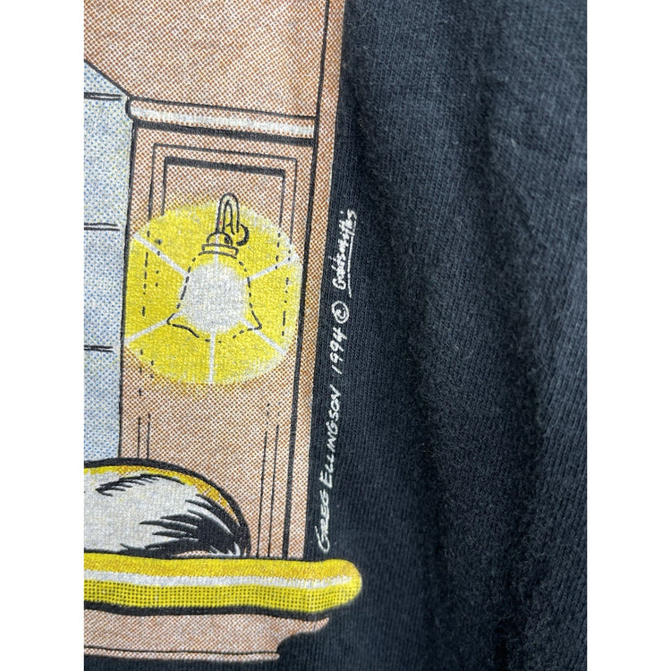 Men’s VTG 90s Jerseys Tag Graphic Dog Sled Saloon T Shirt Black Sz L