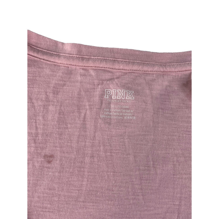 Women’s PINK Victorias Secret Pink V Neck Heart Pattern T Shirt Size Large
