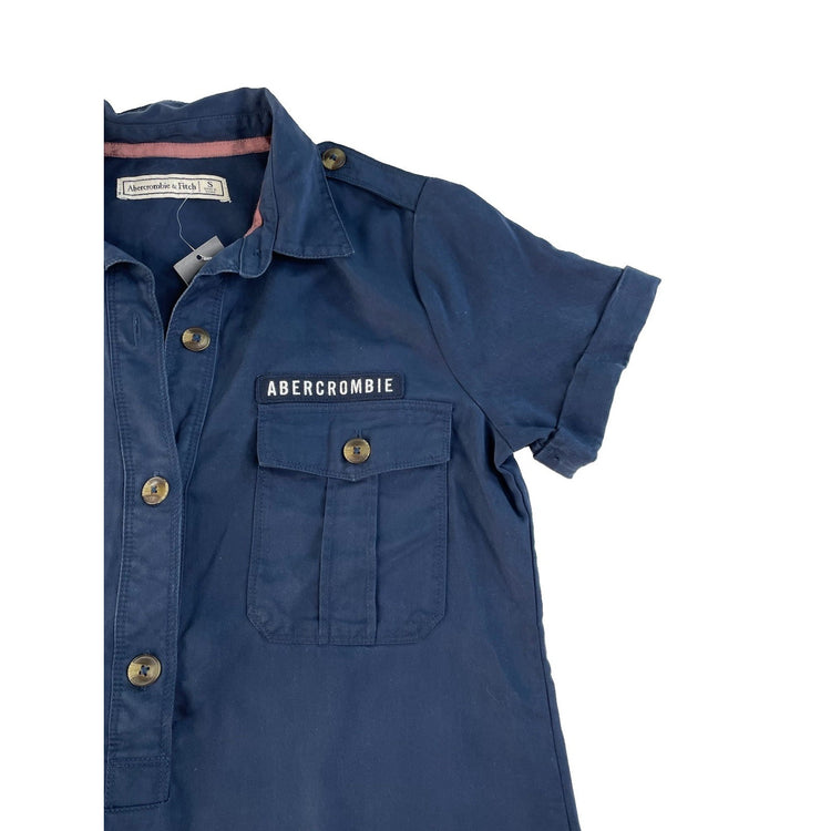 Women's Abercrombie & Fitch Navy Blue Button-Up Shirt Dress Size S