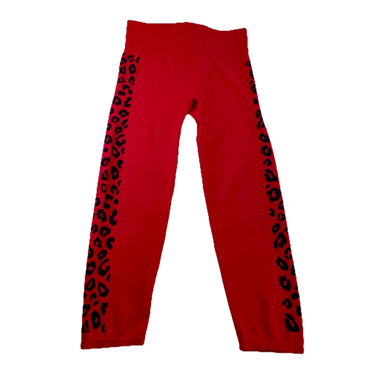 Womens Victoria’s Secret PINK Red Leopard Print Leggings Size Medium