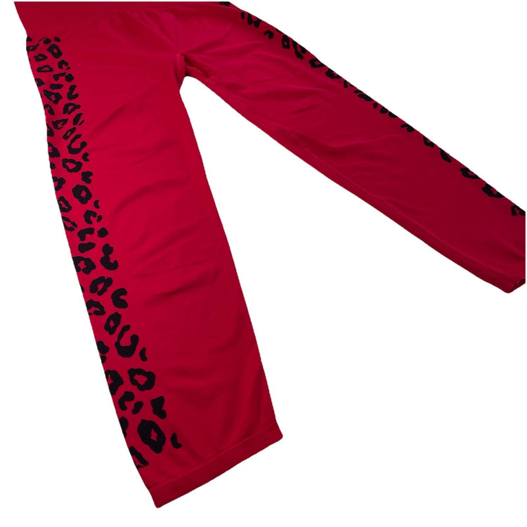 Womens Victoria’s Secret PINK Red Leopard Print Leggings Size Medium