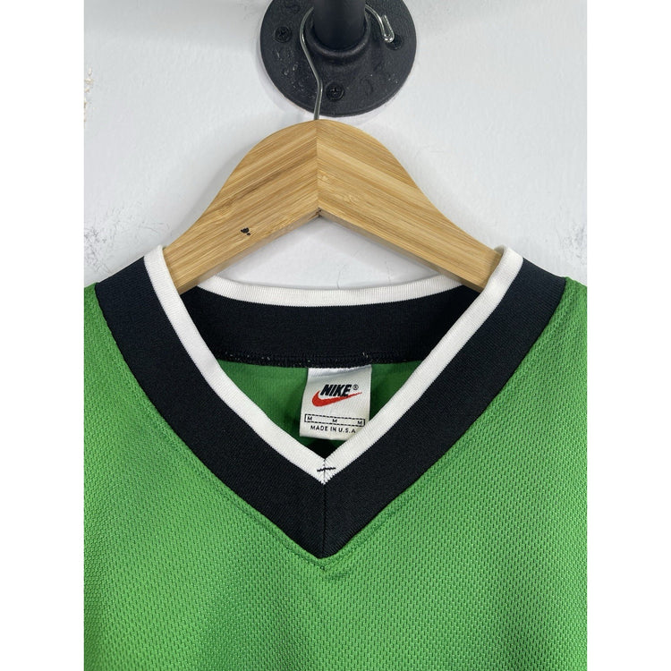 Men’s Vintage Nike Jersey Shirt Green White Tag Neck Short Sleeve 90s Sz Medium