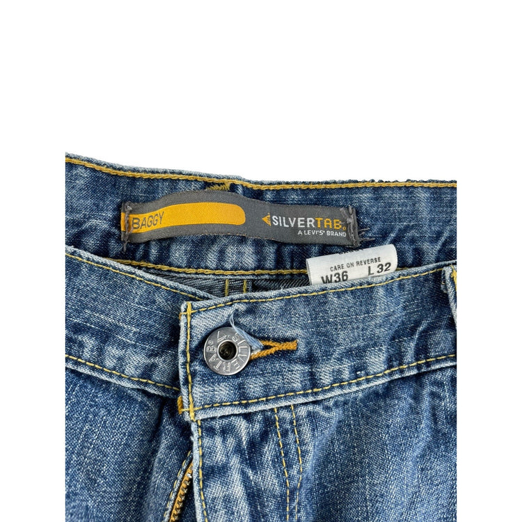 Mens Vintage Levis SilverTab Baggy Fit Blue Jeans Size 36 x 32
