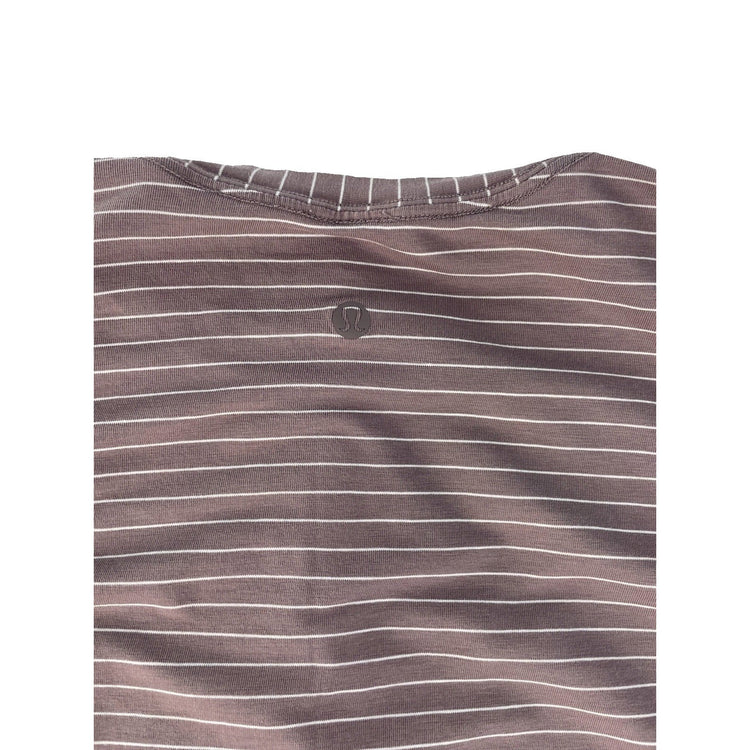 Women's Lululemon Athletica Mauve and White Striped Long-Sleeve Shirt Size L