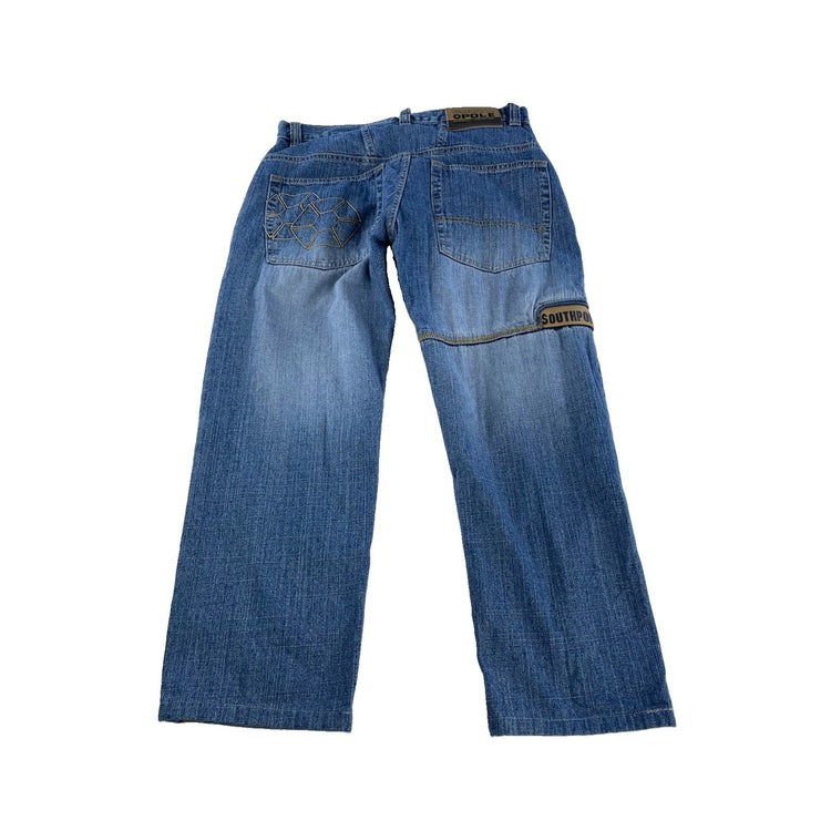 Mens Vintage Southpole Baggy Wide Leg Hip Hop Skate Denim Jeans Size 34