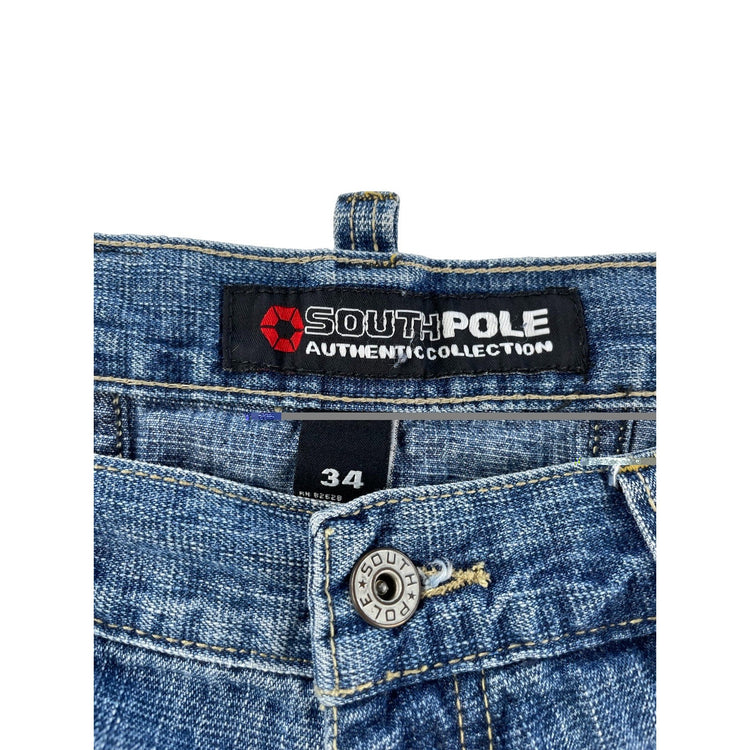 Mens Vintage Southpole Baggy Wide Leg Hip Hop Skate Denim Jeans Size 34