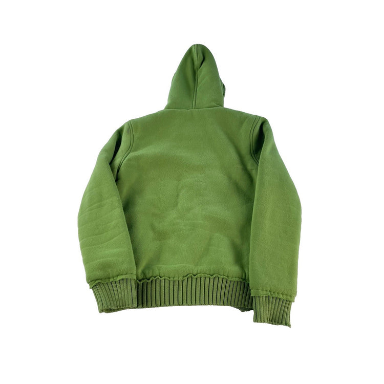 Mens Chevernice Green Sherpa Lined Raw Seam Applique Full Zip Hoodie SIZE S