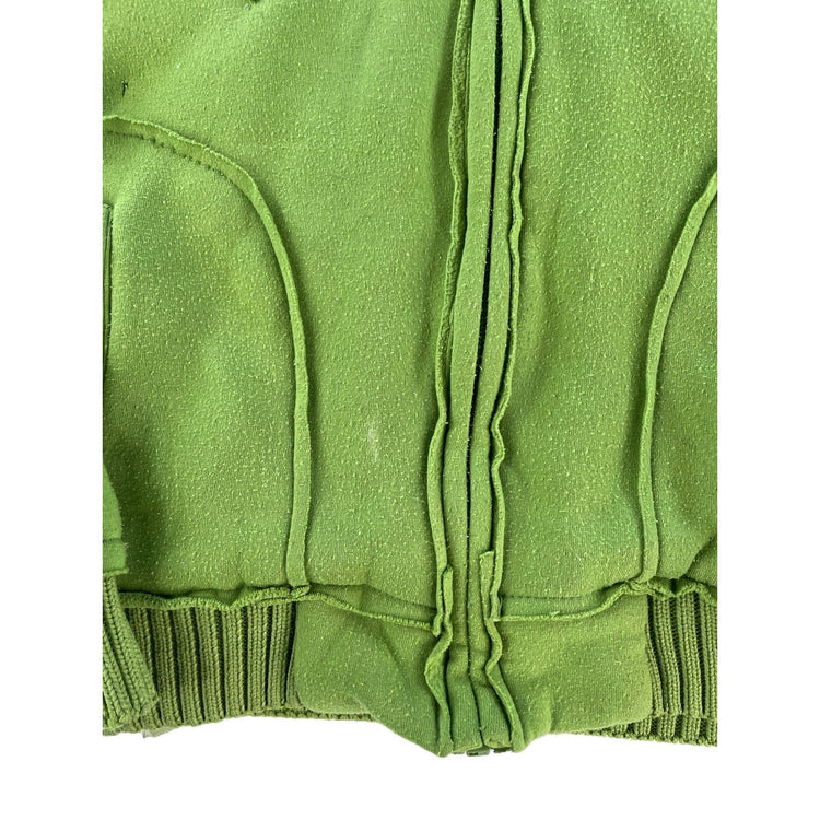 Mens Chevernice Green Sherpa Lined Raw Seam Applique Full Zip Hoodie SIZE S