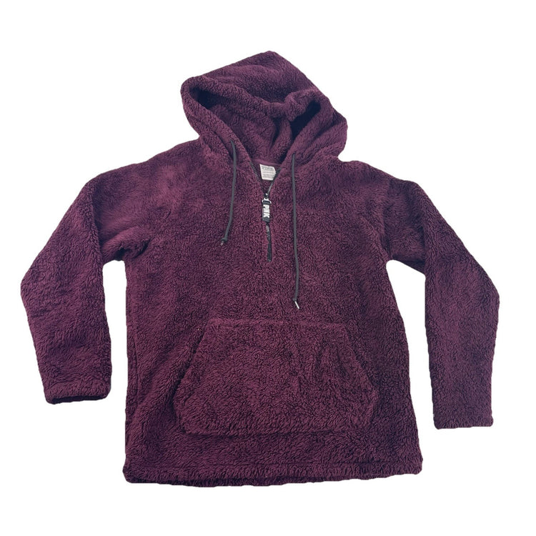 Womens Victoria Secret Violet Sherpa 1/2 Zip Hoodie Size S