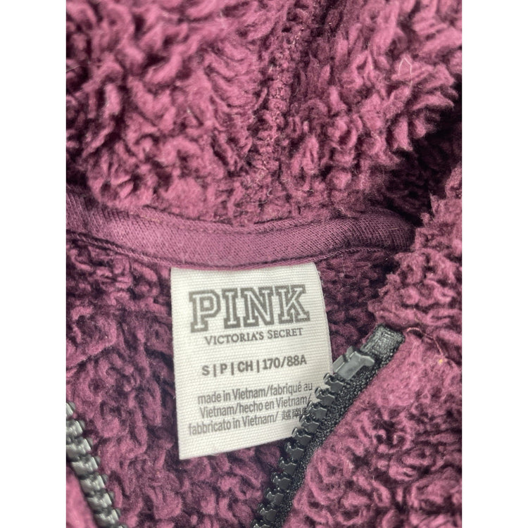 Womens Victoria Secret Violet Sherpa 1/2 Zip Hoodie Size S