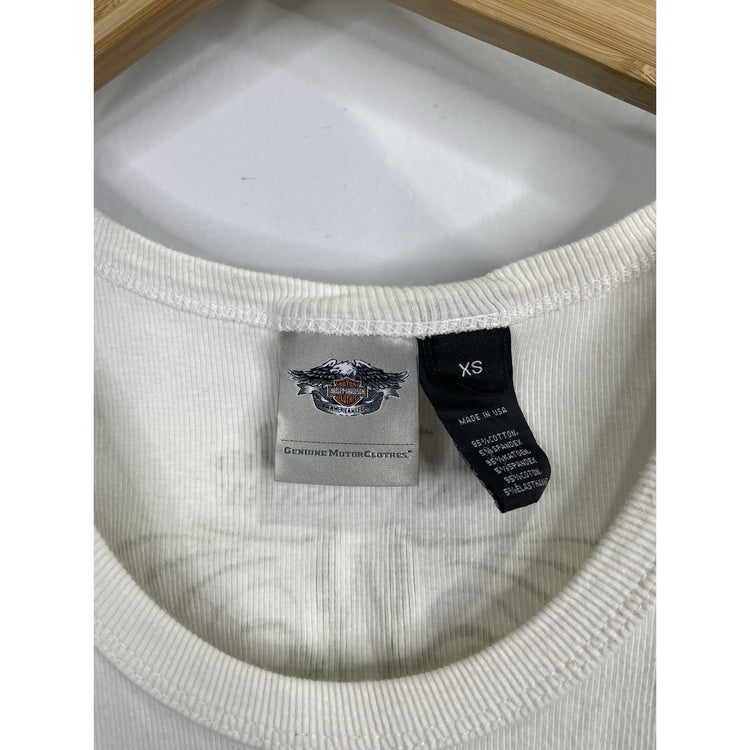 Women’s Harley-Davidson White Gold 110th Anniversary Bling Wings Tank Top Sz XS