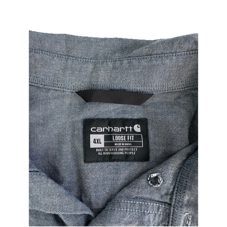 Mens Carhartt Light Blue Loose Fit Chambray Long Sleeve Shirt Size 4XL