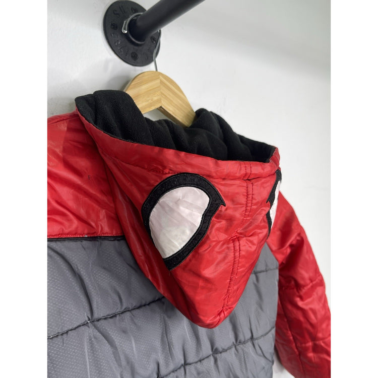 Youth VTG Marvel’s Spider-Man Red And Gray Puffer Hooded Jacket Sz 5/6