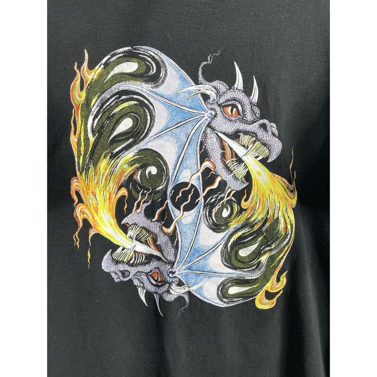 Men’s Vintage Y2K Fire Breathing Dragon Graphic Fruit Of The Loom Tag Sz 2XL