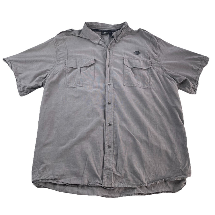 Mens Harley Davidson Motorcycle Gray SS Button-Down Work Shirt Size 4XL