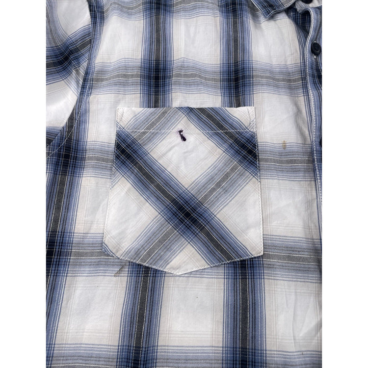 Mens Harley Davidson LightBlue&White Buttonup W/Plaid Pattern Shirt Size Xxl