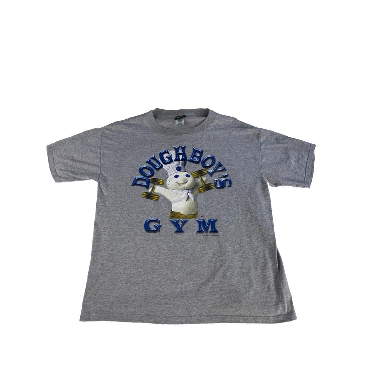 Mens Vintage 90s Logotel Grey Pillsbury Doughboys Gym T Shirt Size XL