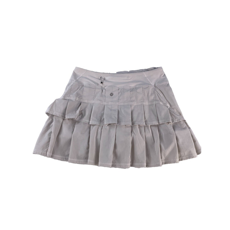 Womens Lululemon White Tiered Pleated Pace Rival Tennis Running Skirt Size 6