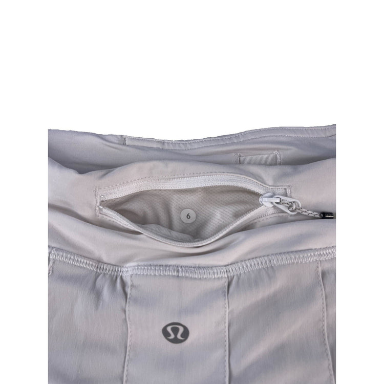 Womens Lululemon White Tiered Pleated Pace Rival Tennis Running Skirt Size 6