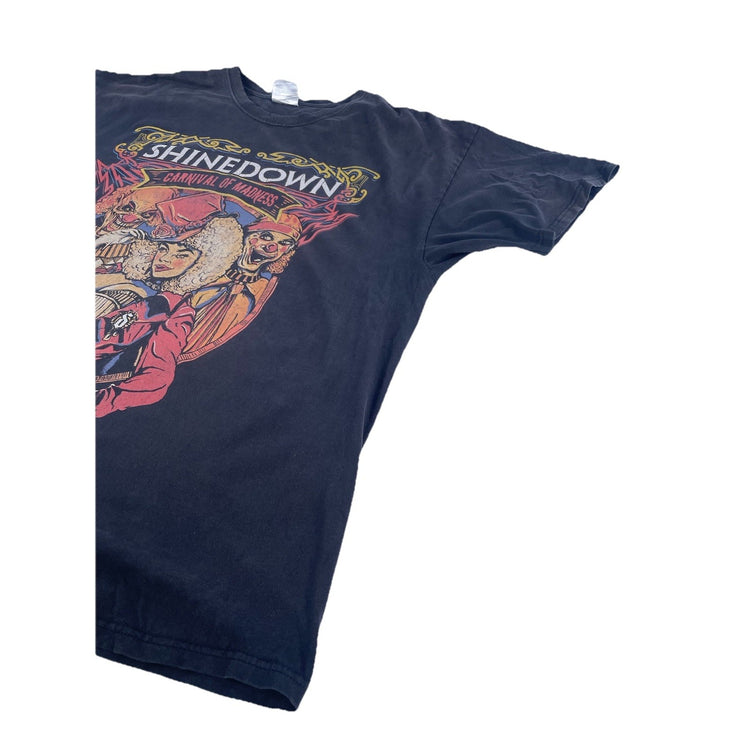 Mens 2010 Shinedown Carnival Of Madness Black Graphic Band T Shirt Size 2XL