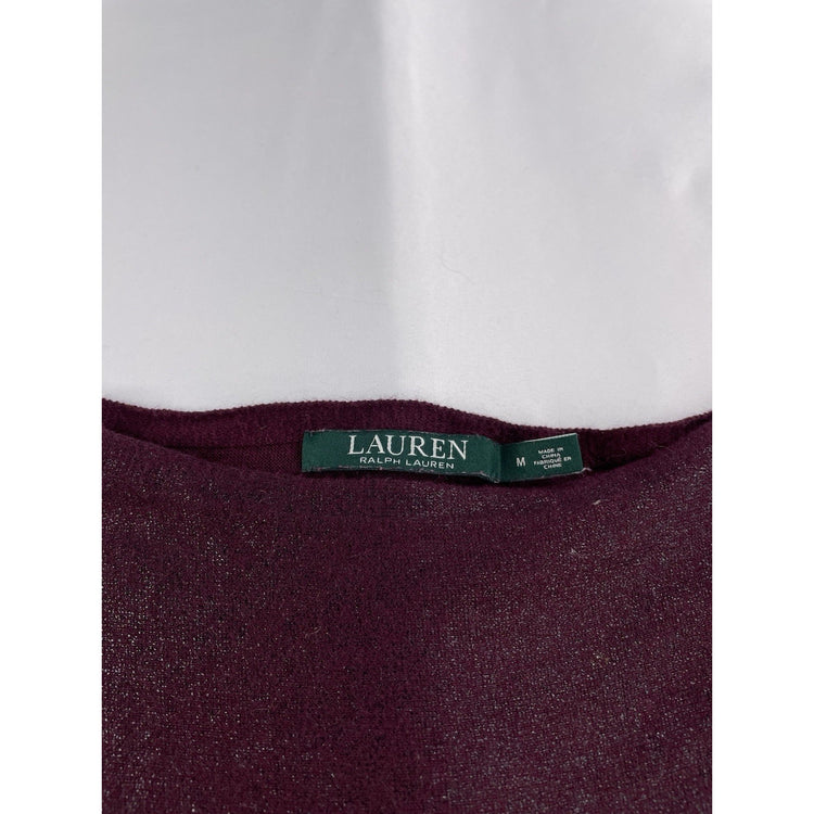 Womens Lauren Ralph Lauren Size Medium Maroon Boat Neck Long Sleeve