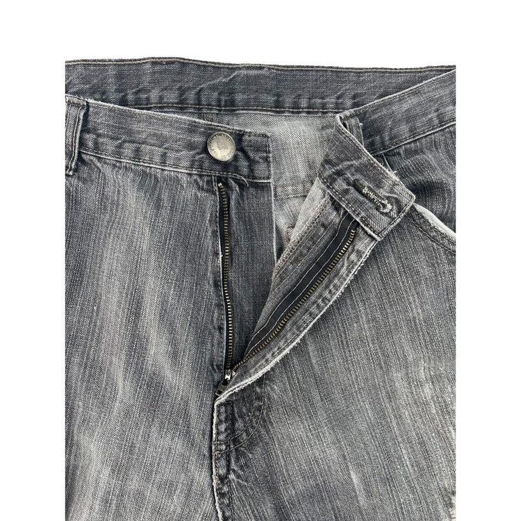 Mens Vintage Arizona Gray Black Faded Distressed Ripped Boot Cut Jeans SIZE 36