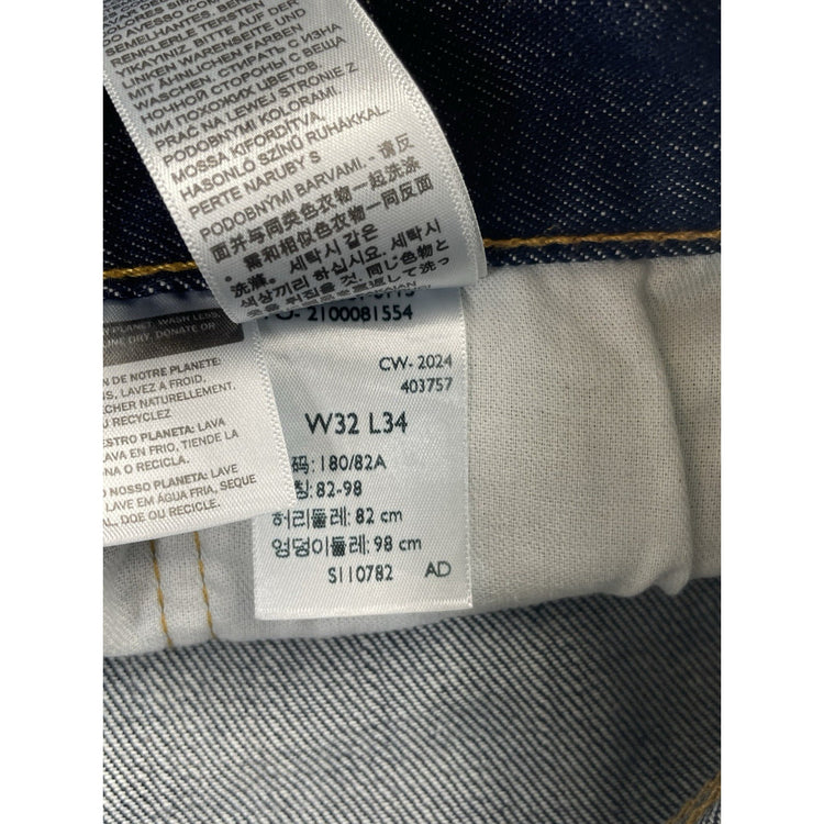 Mens Levis 501 Dark Wash Indigo Blue Rigid Button Fly Jeans SIZE 32x34